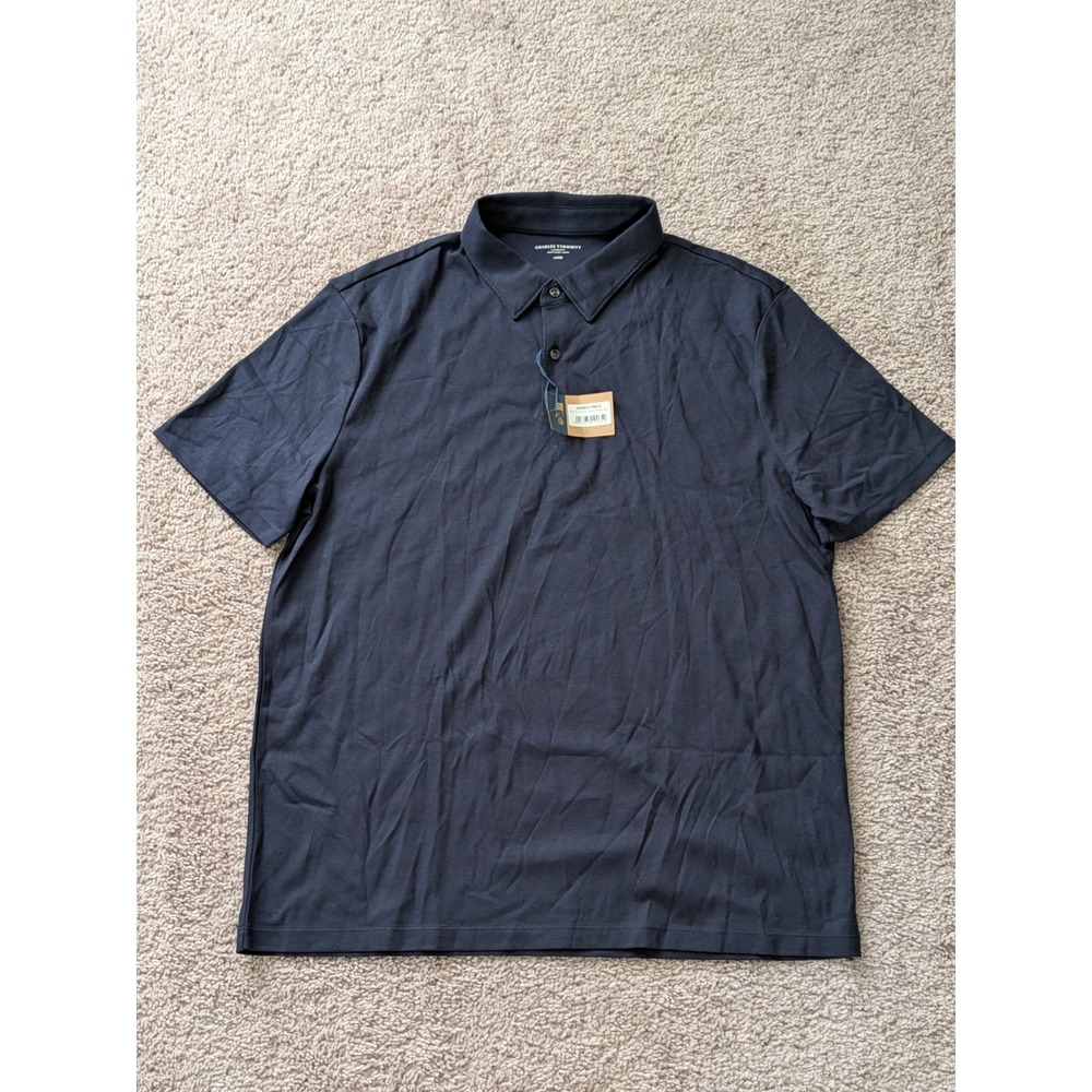 Charles Tyrwhitt Navy Blue Short Sleeve Jersey Polo Mens Large NWT Preppy